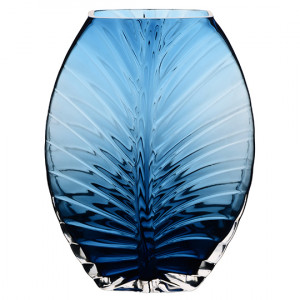 Ваза VIVA LEAF 25 см голубой стекло