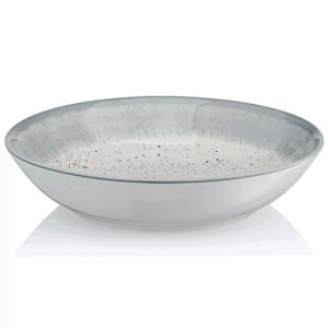 Тарелка 20 см суповая Ardesto Siena фарфор бело-серая AR2920SW