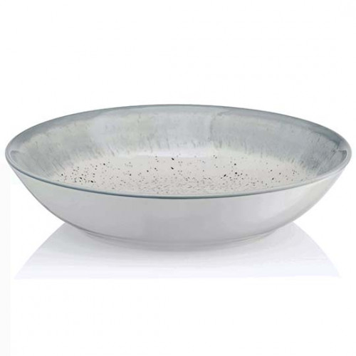 Тарелка 20 см суповая Ardesto Siena фарфор бело-серая AR2920SW